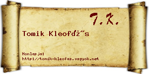 Tomik Kleofás névjegykártya